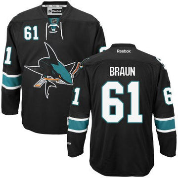 Justin Braun San Jose Sharks black Third jersey