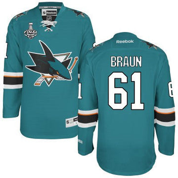 Justin Braun San Jose Sharks teal Home jersey