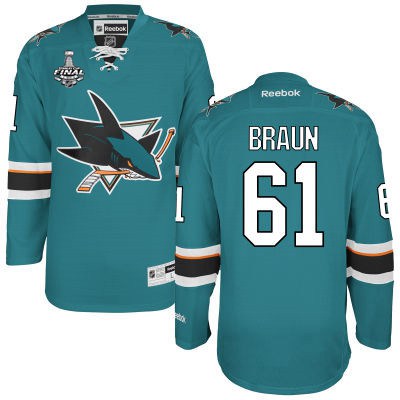 Justin Braun San Jose Sharks teal Home jersey