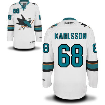 Melker Karlsson San Jose Sharks white Away jersey