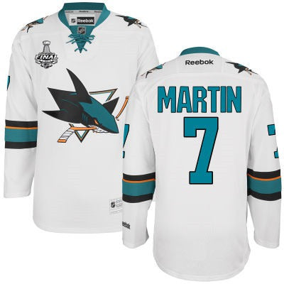 Paul Martin San Jose Sharks white Away jersey