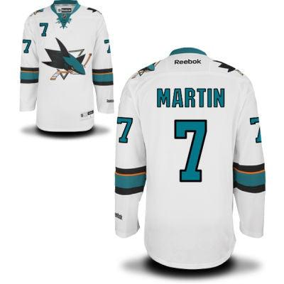 Paul Martin San Jose Sharks white Away jersey