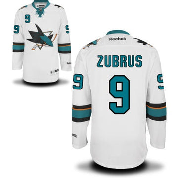 Dainius Zubrus San Jose Sharks white Away jersey