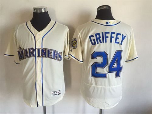Ken Griffey Jr Name Seattle Mariners cream jersey