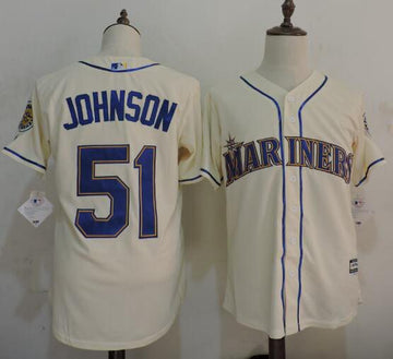 Randy Johnson Seattle Mariners cream Cooperstown jersey