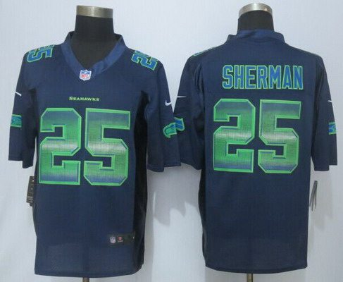 Richard Sherman Seattle Seahawks navy Fashion jersey
