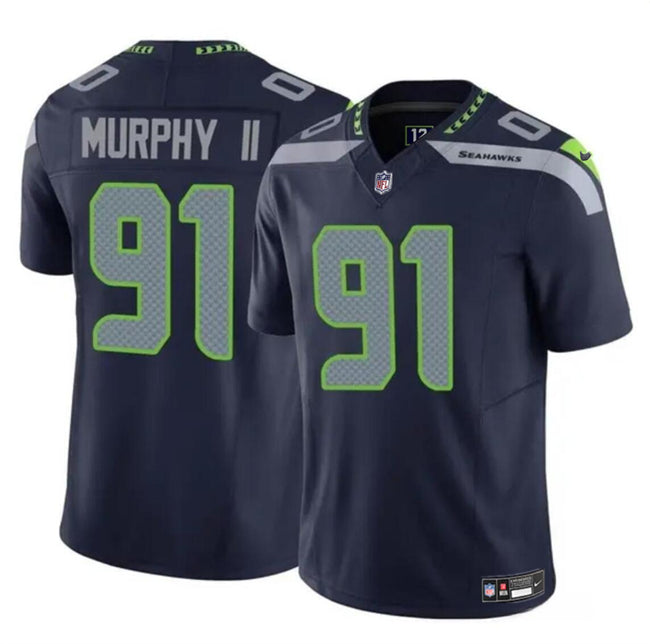 Byron Murphy II Seattle Seahawks navy Vapor jersey