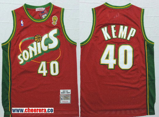 Shawn Kemp Oklahoma City Thunder red Throwback jersey