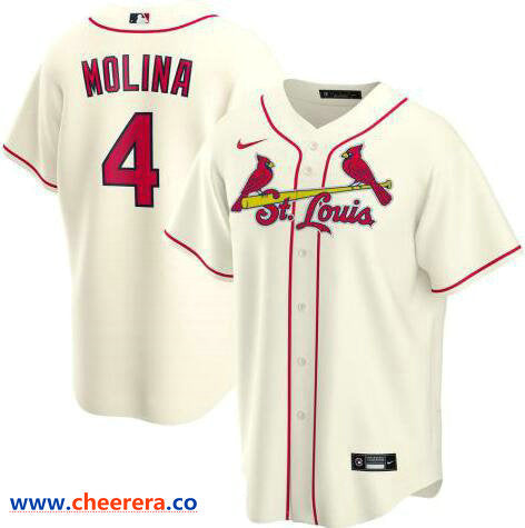 Yadier Molina St. Louis Cardinals cream jersey