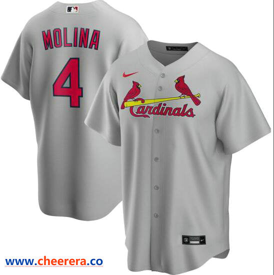 Yadier Molina St. Louis Cardinals gray jersey