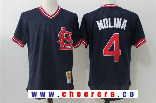 Yadier Molina St. Louis Cardinals navy Throwback jersey