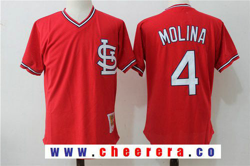Yadier Molina St. Louis Cardinals red Throwback jersey