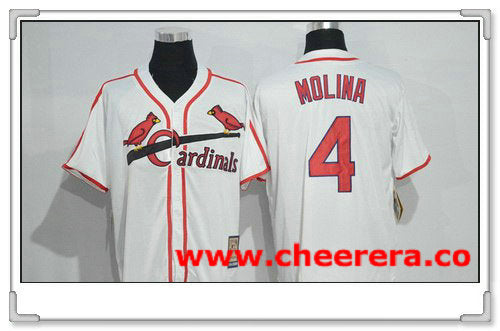 Yadier Molina St. Louis Cardinals white Cooperstown jersey