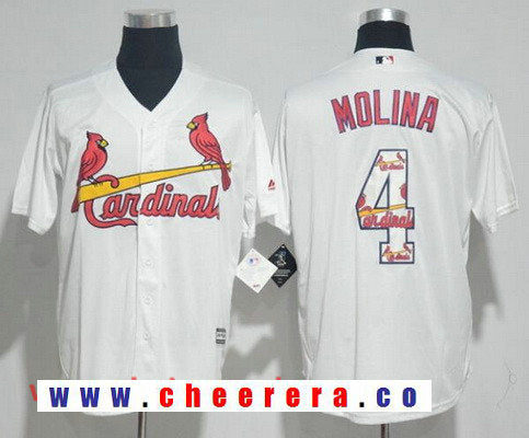 Yadier Molina St. Louis Cardinals white jersey