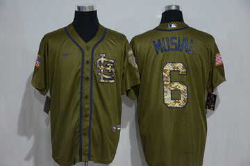 Stan Musial St. Louis Cardinals olive jersey