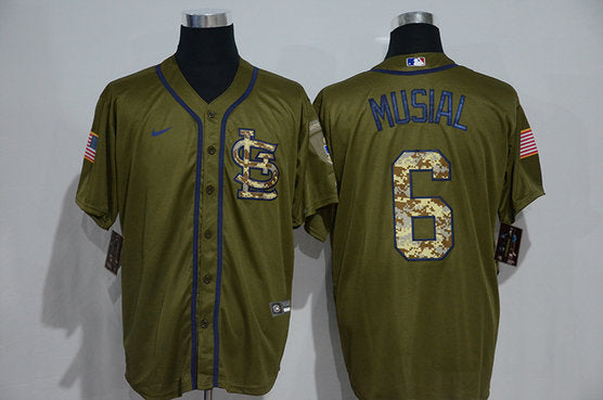 Stan Musial St. Louis Cardinals olive jersey