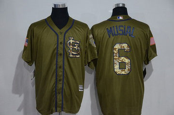 Stan Musial St. Louis Cardinals green Salute To Service jersey