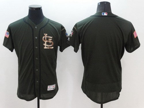 Custom St. Louis Cardinals green Salute To Service jersey
