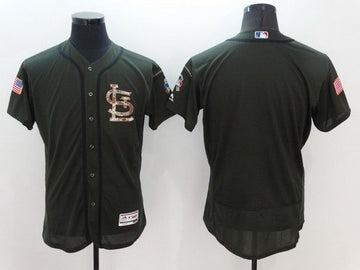Custom St. Louis Cardinals green Salute To Service jersey