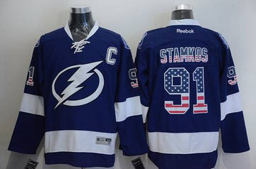 Steven Stamkos USA Flag Tampa Bay Lightning blue Fashion jersey