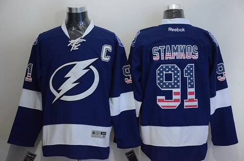 Steven Stamkos USA Flag Tampa Bay Lightning blue Fashion jersey
