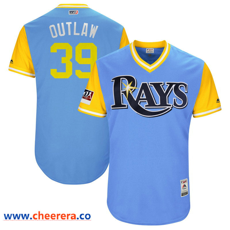 Kevin Kiermaier Outlaw Majestic Tampa Bay Rays blue-yellow Authentic jersey