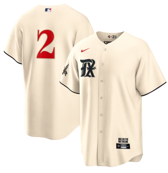 Marcus Semien Nike Texas Rangers cream City Connect jersey