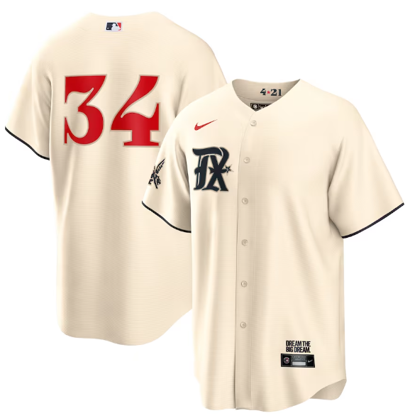Nolan Ryan Nike Texas Rangers cream City Connect jersey