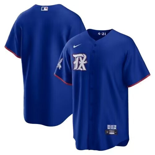 Custom Texas Rangers royal City Connect jersey