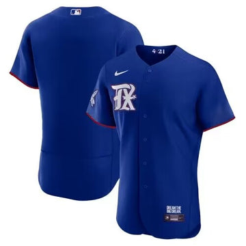 Custom Texas Rangers royal City Connect jersey
