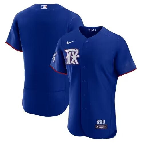 Custom Texas Rangers royal City Connect jersey