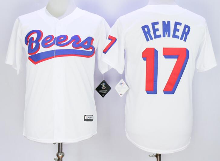 The BASEketball Movie Doug Remer Button Down Beers white jersey