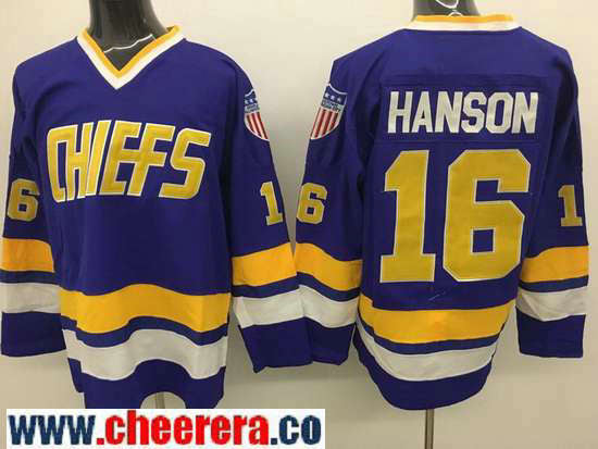 The Movie Hanson Brothers Charlestown Jack Hanson Kansas City Chiefs blue Away jersey