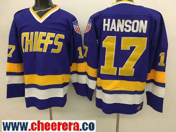 The Movie Hanson Brothers Charlestown Steve Hanson Kansas City Chiefs blue Away jersey