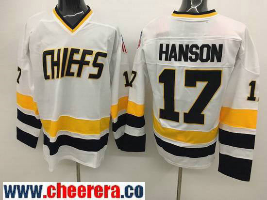 The Movie Hanson Brothers Charlestown Steve Hanson Kansas City Chiefs white Home jersey