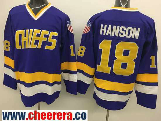 The Movie Hanson Brothers Charlestown Jeff Hanson Kansas City Chiefs blue Away jersey