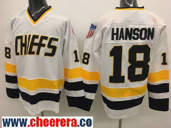 The Movie Hanson Brothers Charlestown Jeff Hanson Kansas City Chiefs white Home jersey