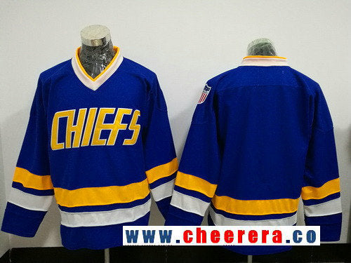 The Movie Hanson Brothers Charlestown Blank Kansas City Chiefs blue jersey