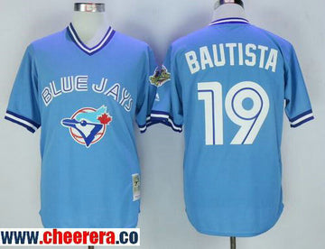 Jose Bautista Toronto Blue Jays blue Throwback jersey