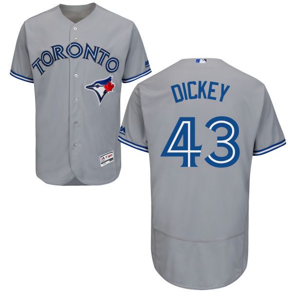 R.A. Dickey Toronto Blue Jays gray Road jersey