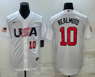 USA JT Realmuto Number USA Baseball white Classic jersey