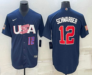 USA Kyle Schwarber Number USA Baseball navy Classic jersey
