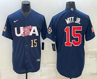 USA Bobby Witt Jr Number USA Baseball navy Classic jersey
