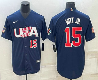USA Bobby Witt Jr Number USA Baseball navy Classic jersey