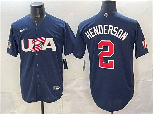 USA Gunnar Henderson USA Baseball navy Classic jersey