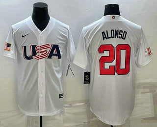 USA Pete Alonso USA Baseball white Classic jersey