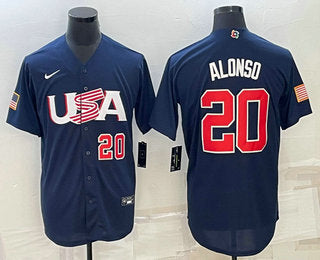 USA Pete Alonso Number USA Baseball navy Classic jersey