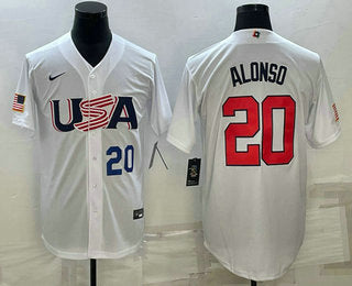 USA Pete Alonso Number USA Baseball white Classic jersey