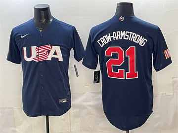 USA Pete Crow-Armstrong USA Baseball navy Classic jersey