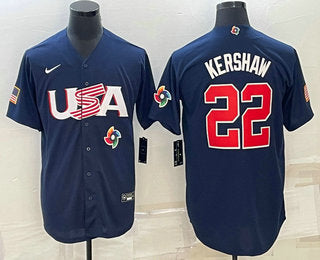 USA Clayton Kershaw USA Baseball navy Classic jersey